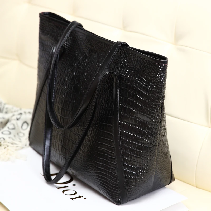 NIGEDU Crocodile grain PU leather women handbags large capacity female big Totes woman shoulder bags Shopping bag bolsa feminina