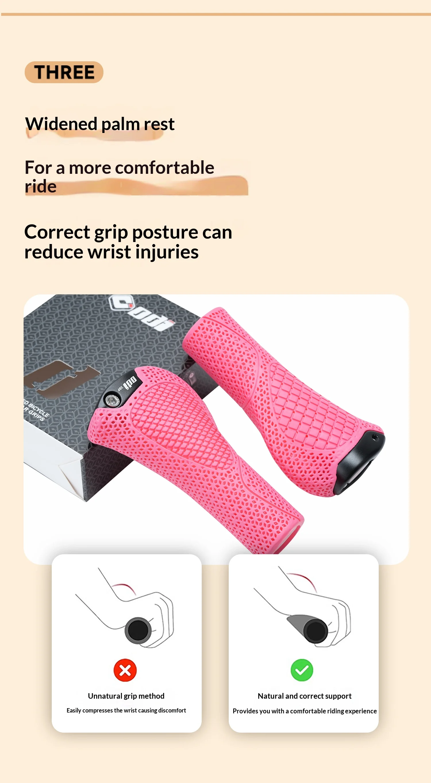 ODI OC2 3D-gedruckte E-Bike-Lenkergriffe, ergonomisch, breite Handballenauflage, rutschfest, stoßdämpfend, hohler Legierungsverschluss für MTB-Rennräder – Detail 5