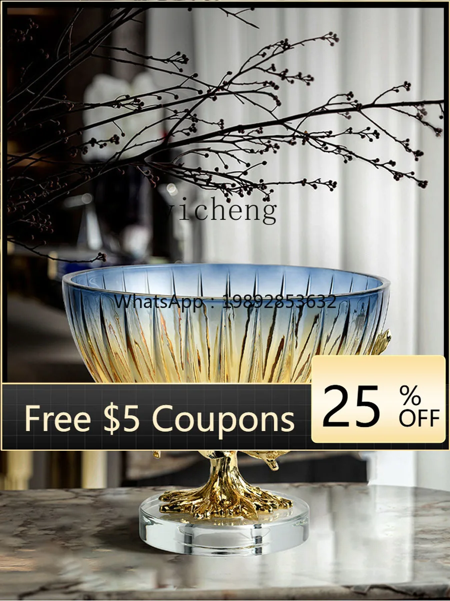 

L2-3 art glass vase coffee table dining table storage tank fruit plate combination decorative French ornament