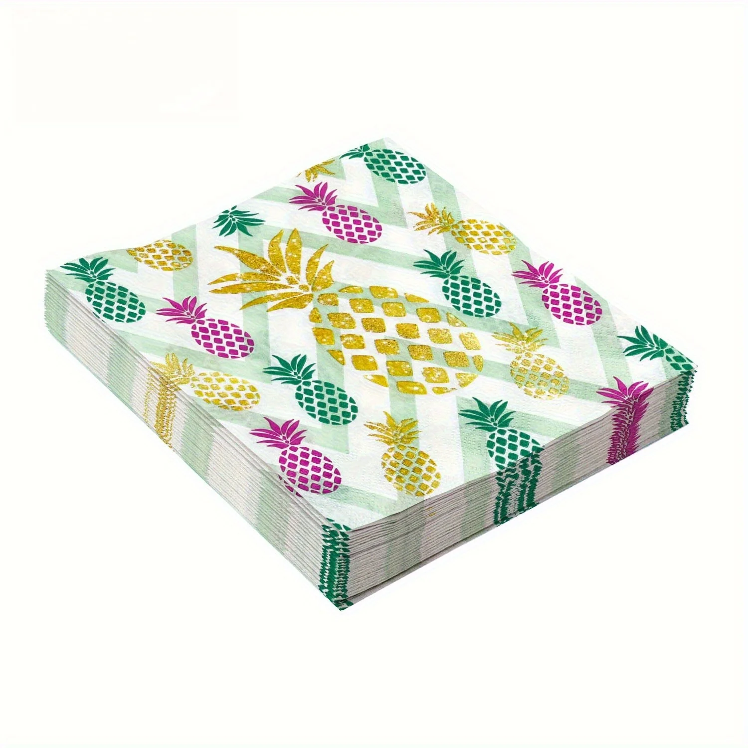 20 Count Disposable Paper Party Napkins 2 Ply Pineapple Print Decorative Beverage Guest Luncheon Dinner Cocktail Napkins