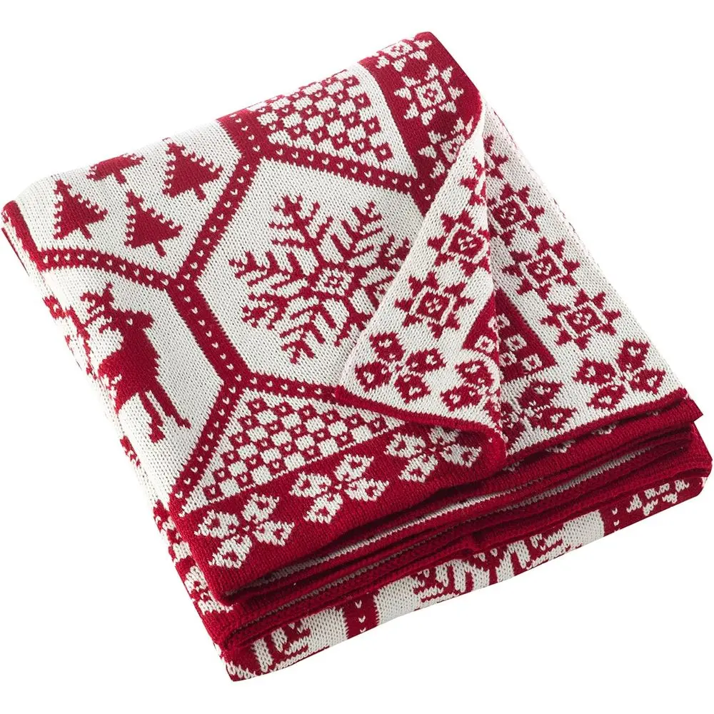 

Red 50x60 Christmas Knit Throw Blanket