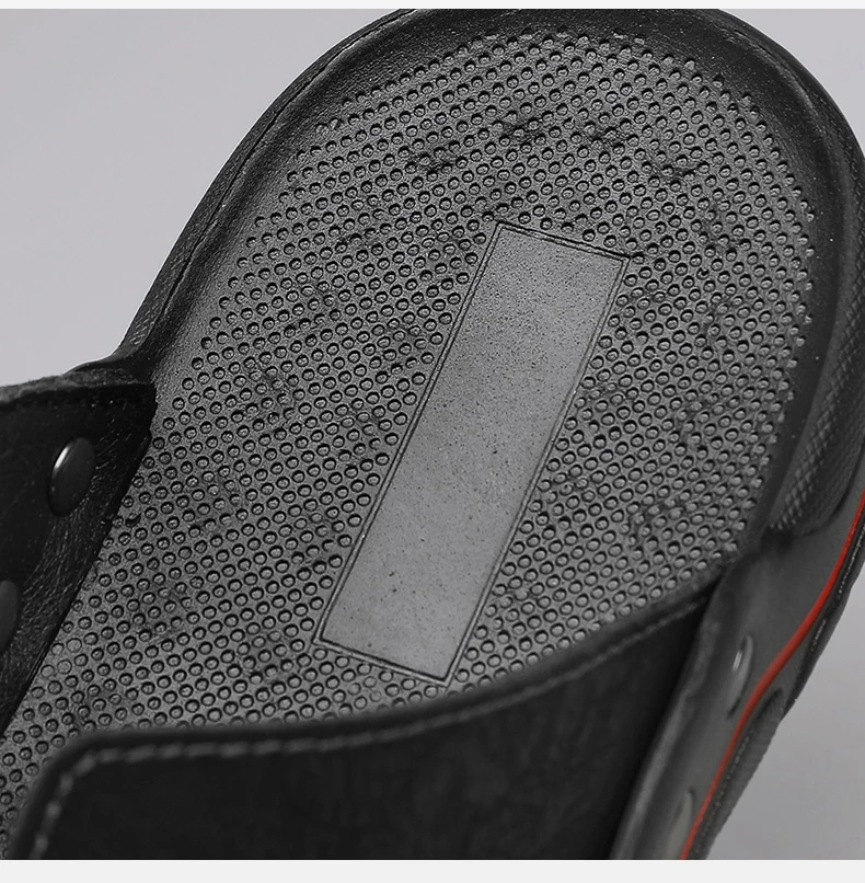 Sommer Männer Hausschuhe Aus Echtem Leder Atmungsaktive Clogs Sandalen Strand Klassiker Leder Rutschen Outdoor-Flip-Flops Plus Größe Männer Schuh – Detail 4