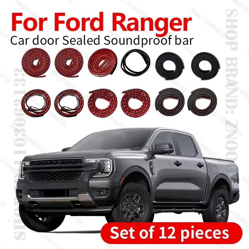 

For 1983-2025 Ford Ranger Car Door Seal Strip Rubber Double Layer Sealing Protector Soundproof Dustproof Seal Strip 12PCS Set