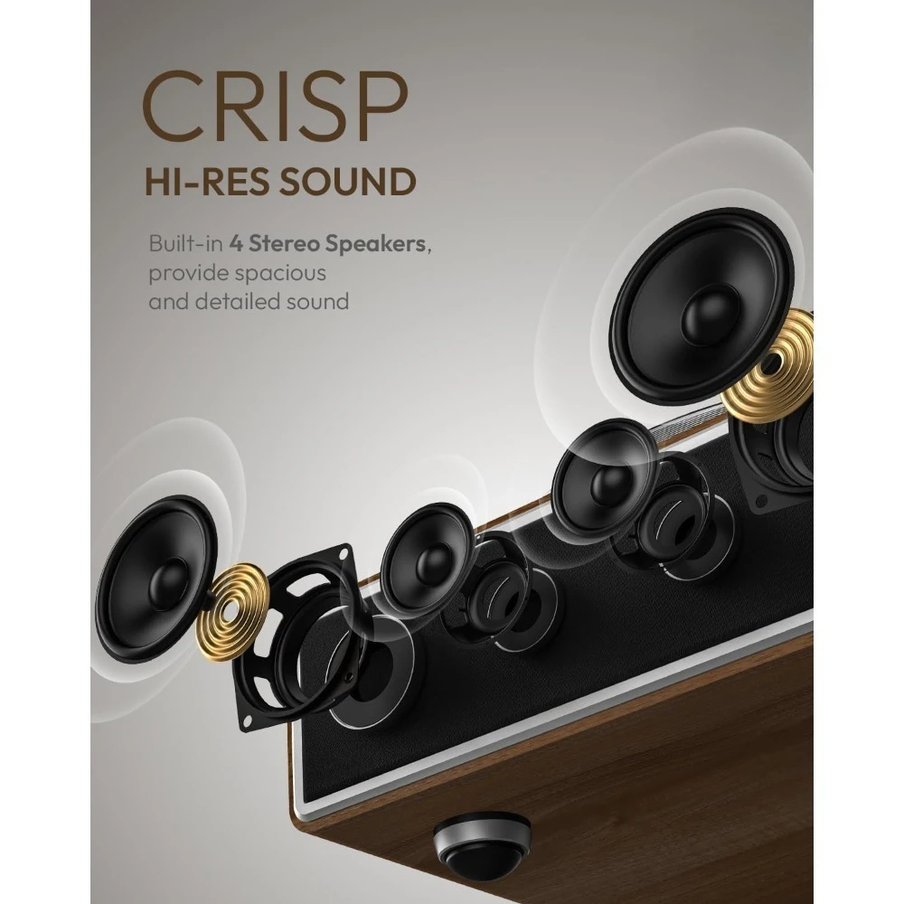 ترقية جديدة مشغل تسجيلات الفينيل الكل في واحد مع بلوتوث 5.4، مكبرات صوت مدمجة على القرص الدوار HiFi، فونو بريمب - جودة عالية #3