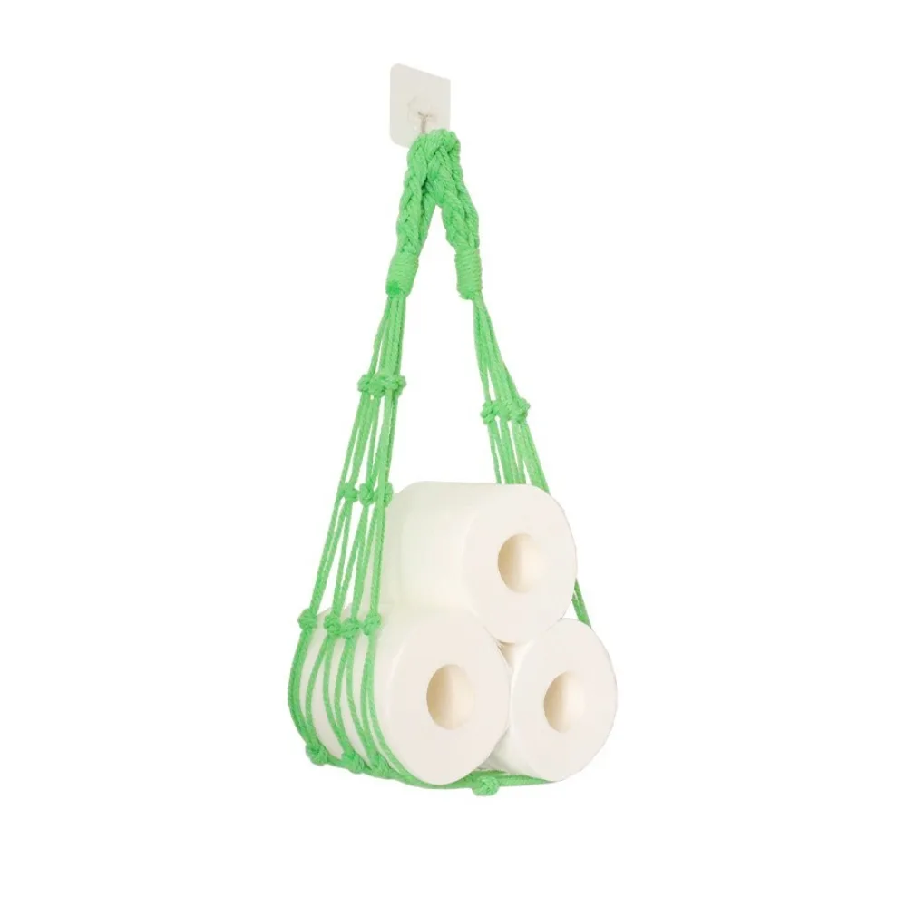 

Hanging Toilet Paper Towel Holders Nordic Style Wall Mounted Roll Storage Net Bag Bathroom Decor Kitchen Basket Towel Rack