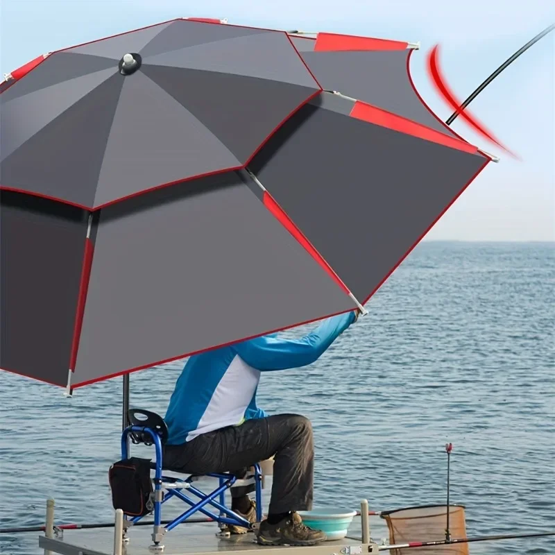 Windproof Sunshade Umbrella - Portable, Foldable with Rotation & Tilt for Beach,Garden,Pool,and Fishing-UPF 50+ Protection 2.0M