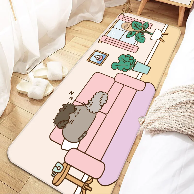 Cute Kawaii Pusheens Door Mat Entrance Non-slip Doormat Washable Kitchen Carpet Living Room Hallway Rugs Bathroom Bath Door Mats