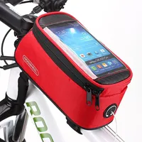ROSWHEEL Mountain Bike Bag Fork Tube Bag Polyester Handlebar Bag Touchscreen Mobile Phone Bag Cycling Accessories