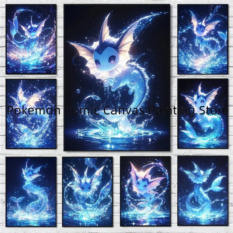 

Anime Pokemon Canvas Paintings for Kids Interconnected Posters and Prints Wall Art Pictures Home Decor Eevee Vaporeon Tile Gifts