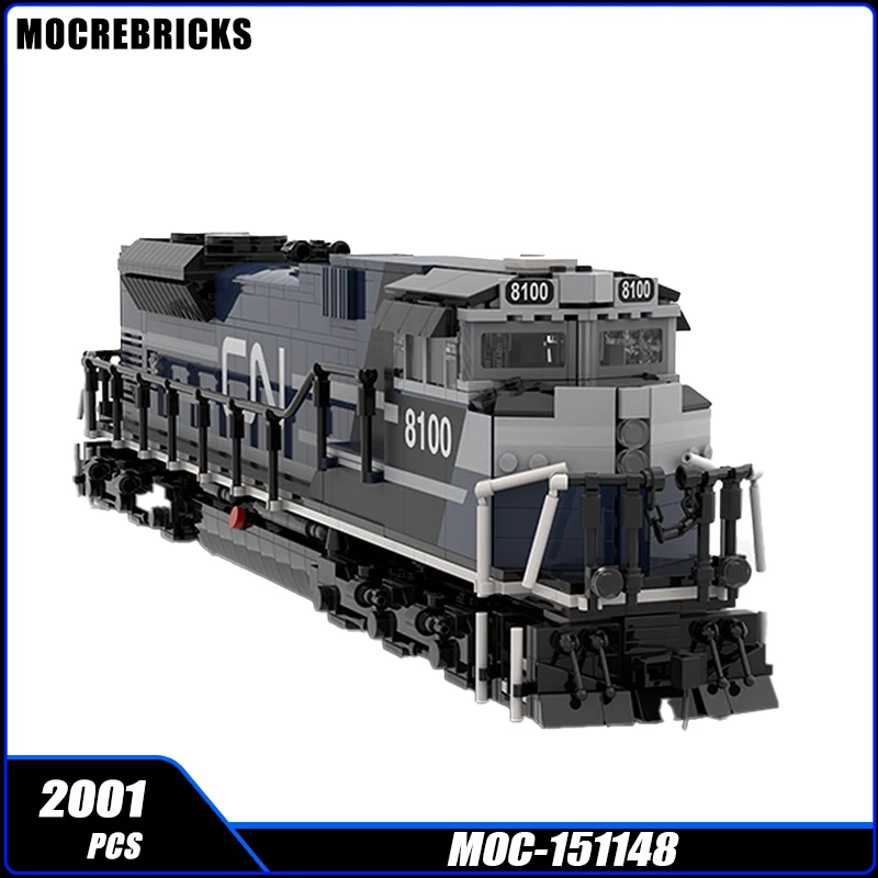 Urban Transportation Series CN 8100 SD70ACE High Speed Train MOC Building Blocks DIY Model Bricks Display Creative Toys Gifts