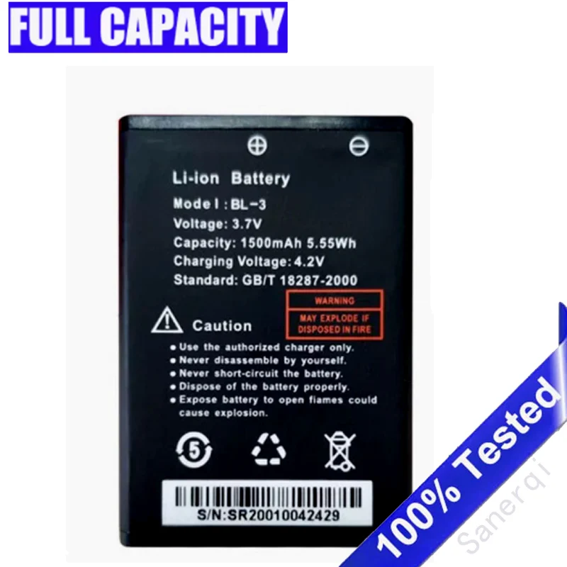 BL-3 Battery For Baofeng UV-3R BF-R5  3.7V 1500mAh Li-ion BF-C50 BF-T6 Two Way Radio rechargeable bateria