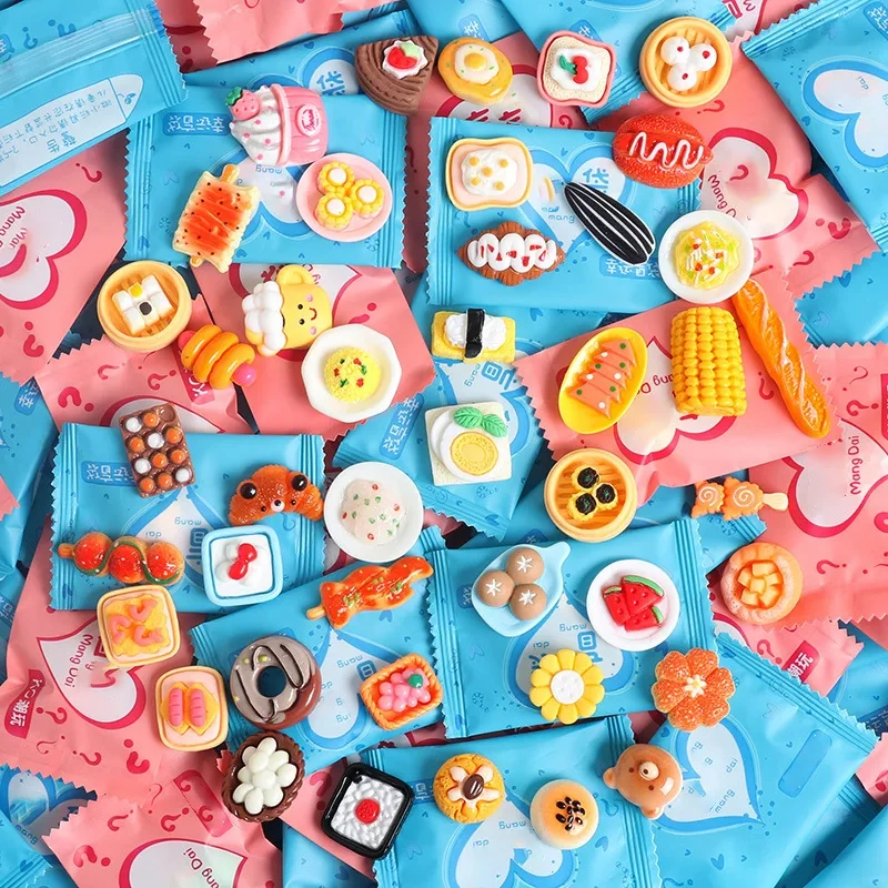 Mini Surprise Blind Bag,Creative Kitchen Resin Food Ornaments,Tabletop Decor,Random Style Blind Box Holiday Party Present