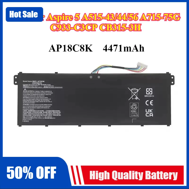 Laptop Battery AP18C8K AP18C4K for Acer Aspire 5 A515-43/44/56 A715-75G C933-C3CP CB315-3H EUN314-51W P214-52 SF314-57