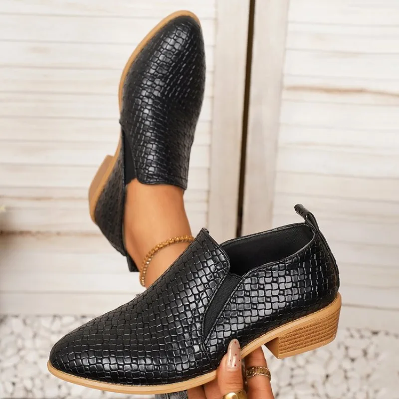 

Женские элегантные туфли-лоферы с острым носком на низком каблуке, повседневные офисные туфли для прогулок, удобная женская обувь