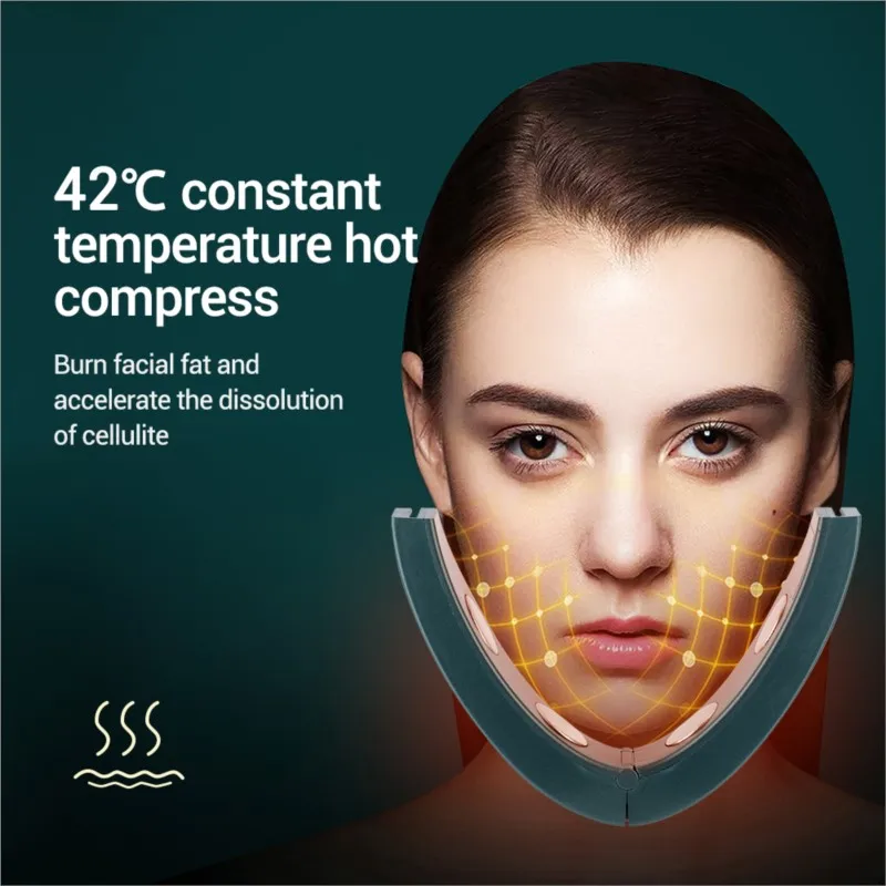 Hot compress telecomando wireless dimagrante EMS dispositivo di sollevamento facciale micro corrente doppio mento cinghia di sollevamento a forma di V