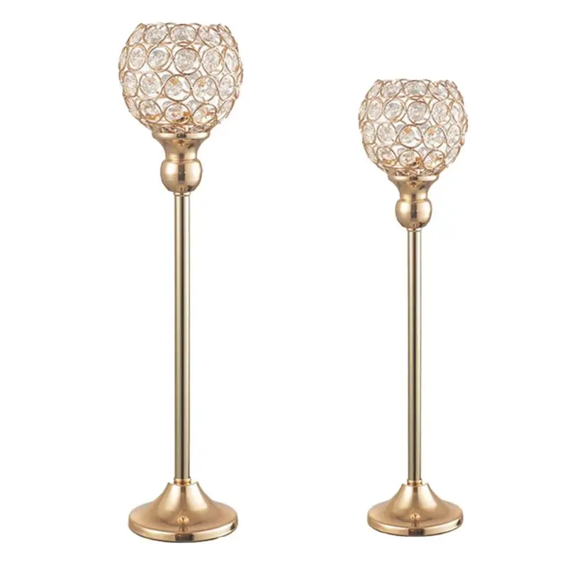 2PCS Candle Holders Table Decorations Metal Crystal Candlestick Holders For Wedding Table Party Church Modern Decor, Durable B