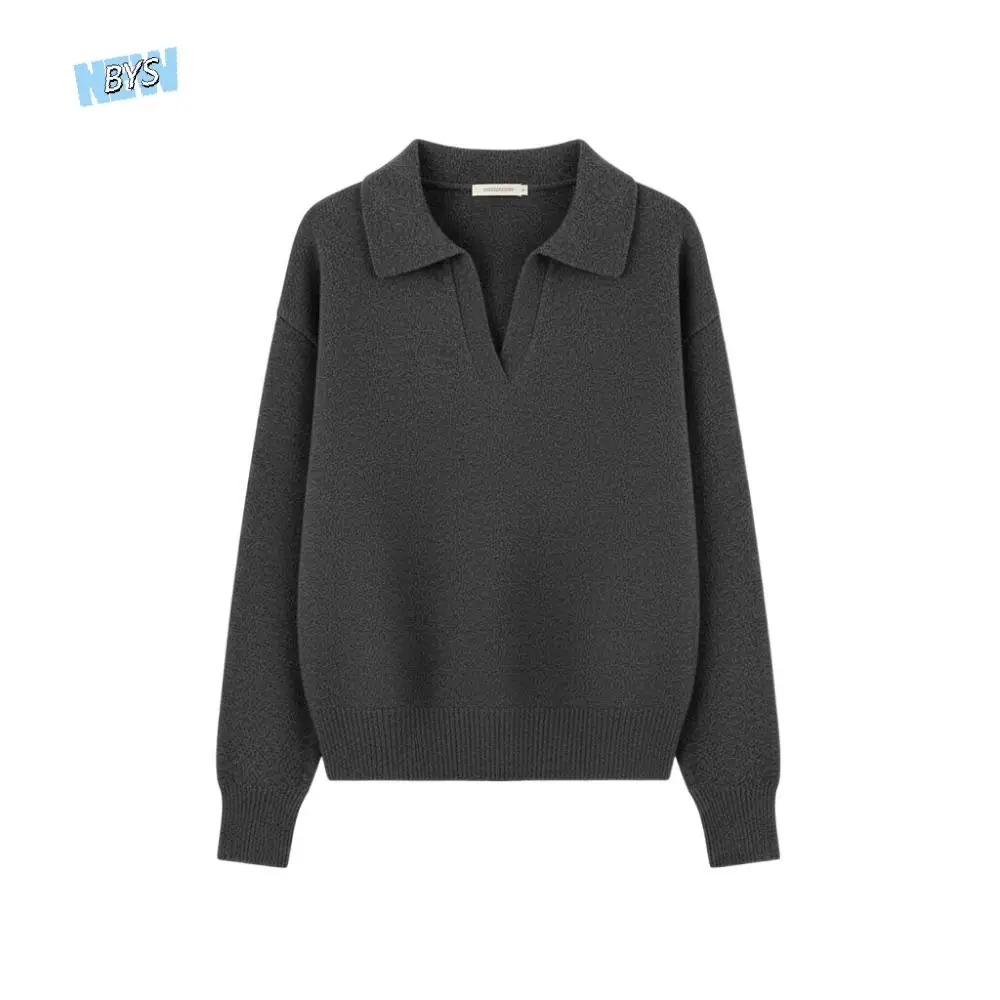 

Удобные однотонные кардиганы с откидным воротником, свободные трикотажные изделия с длинными рукавами, простой пуловер, свитер, пальто женское