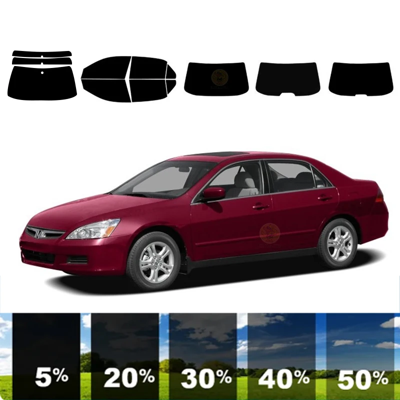 precut Removable Window Tint Film For Car 100% UVR 5%-35%VLT Heat Insulation Carbon ﻿For HONDA ACCORD 4 DR SEDAN 2003-2007