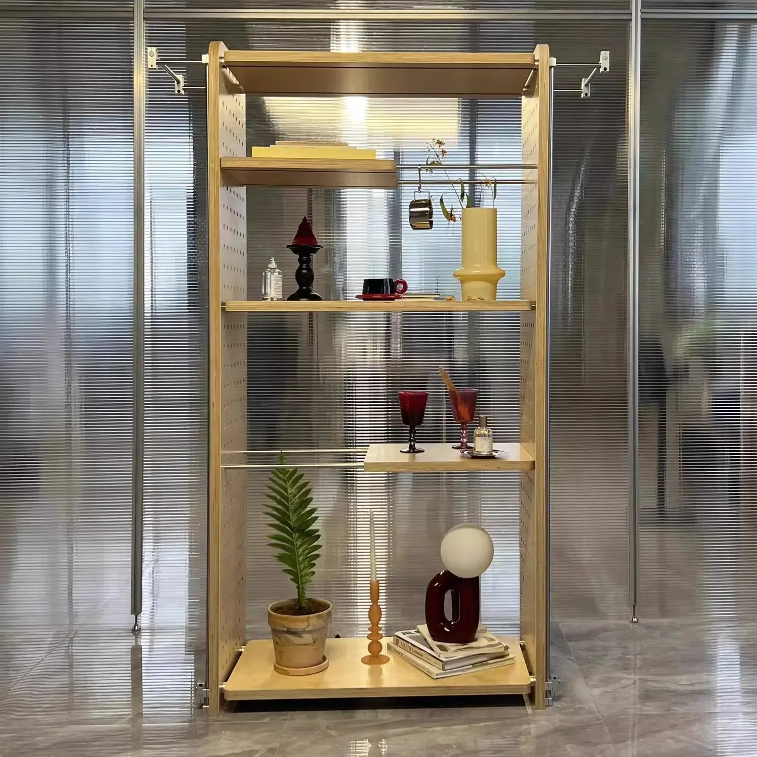 Multifunctional hole hole marine plate storage display case metal storage bookshelf
