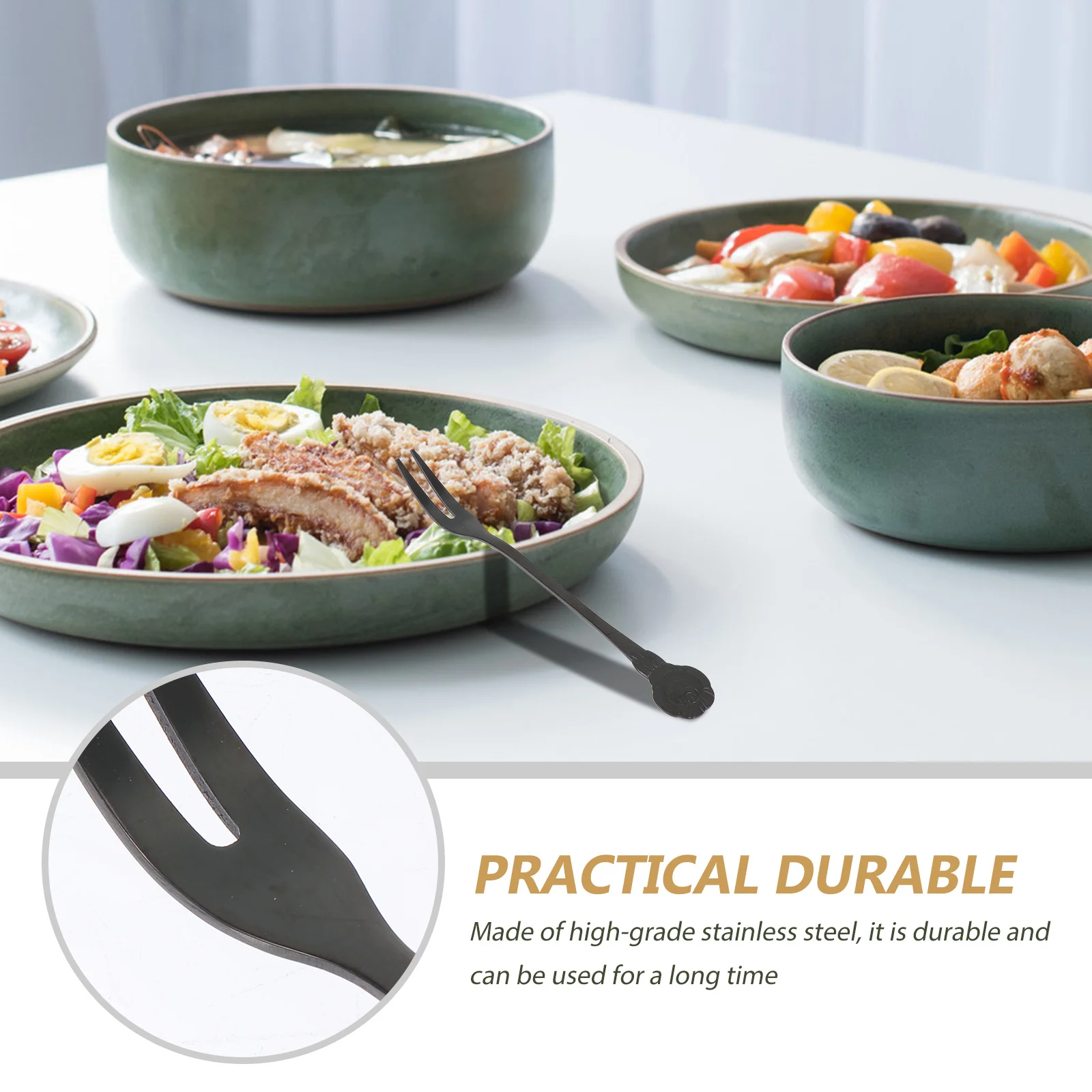 

10Pcs Stainless Steel Dessert Fruit Forks Cake Forks Party Tableware for Home Restaurant Party Tableware