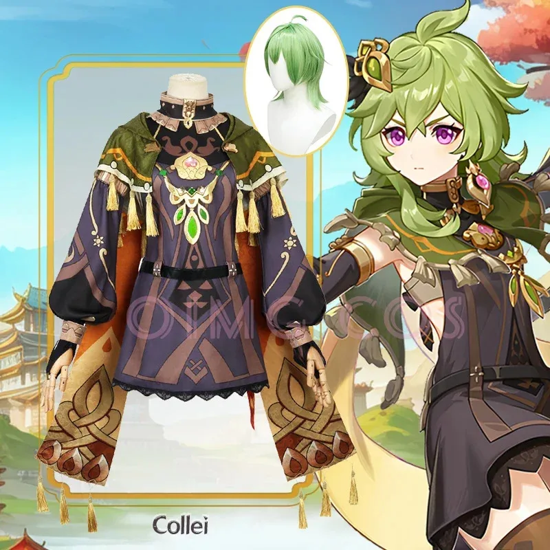 

Genshin Impact Collei Cosplay Costume Adult Carnival Uniform Wig Anime Halloween Party Costumes Masquerade Women Game