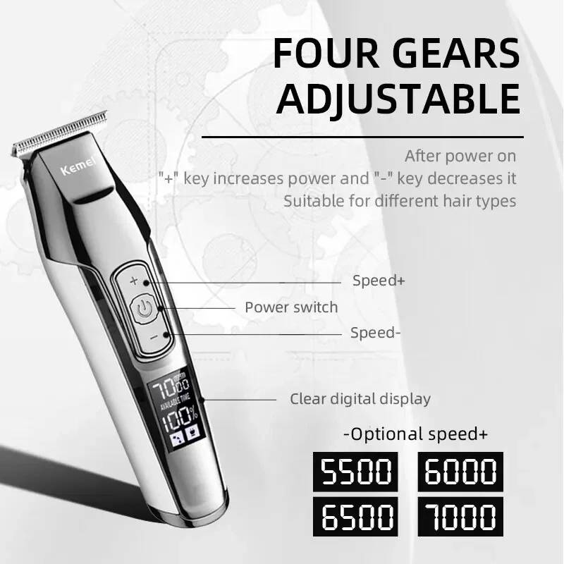 Kemei KM-5027 Cutting Hairs Silent Hair Clippers Hair Trimmer Rechargeable Hair Trimmer for Men Kemei Hair Clippers Men