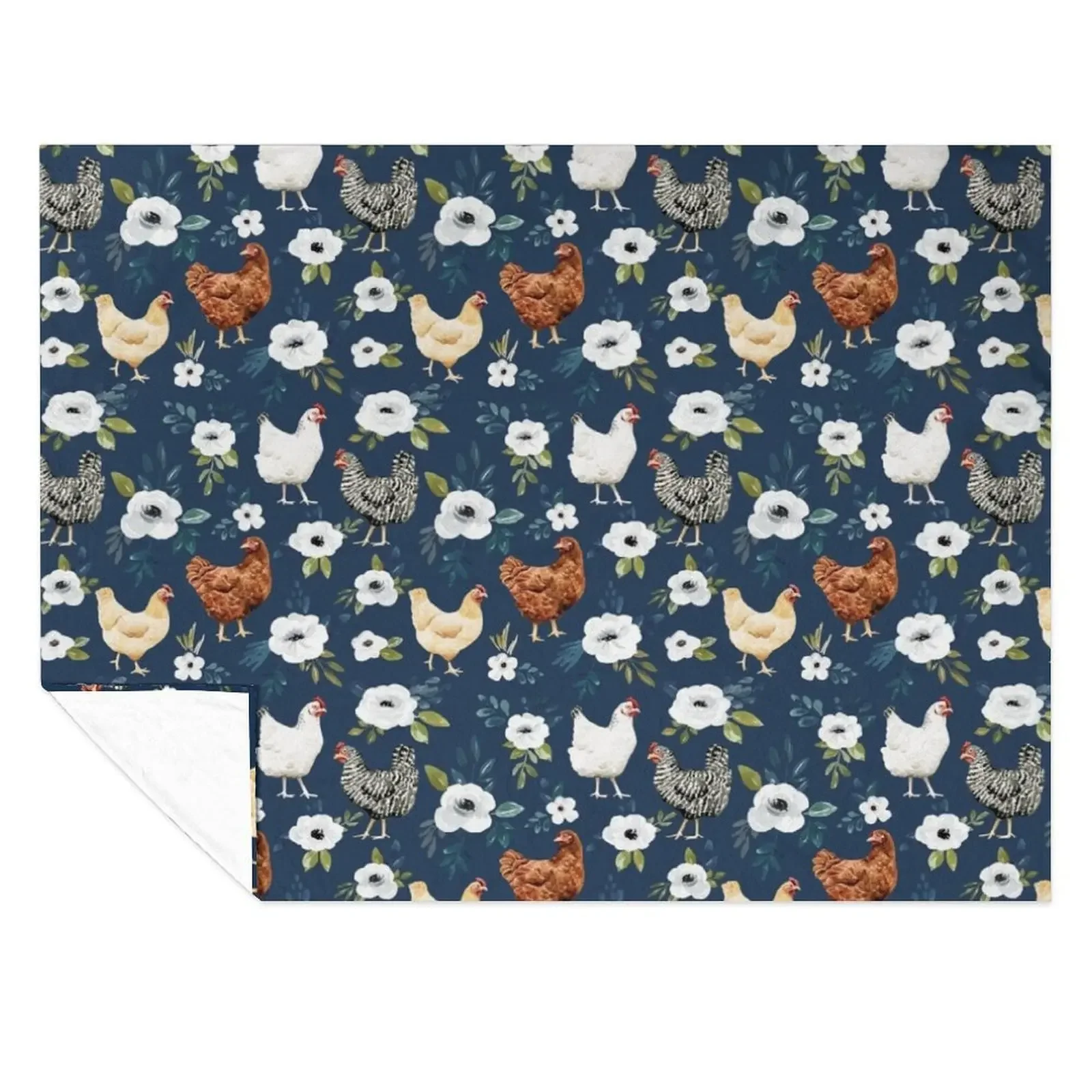 

Watercolor Chicken Floral, Farm Animals, Country Chic Chickens Throw Blanket Plaid Comforter Summer Beddings Soft Beds Blankets