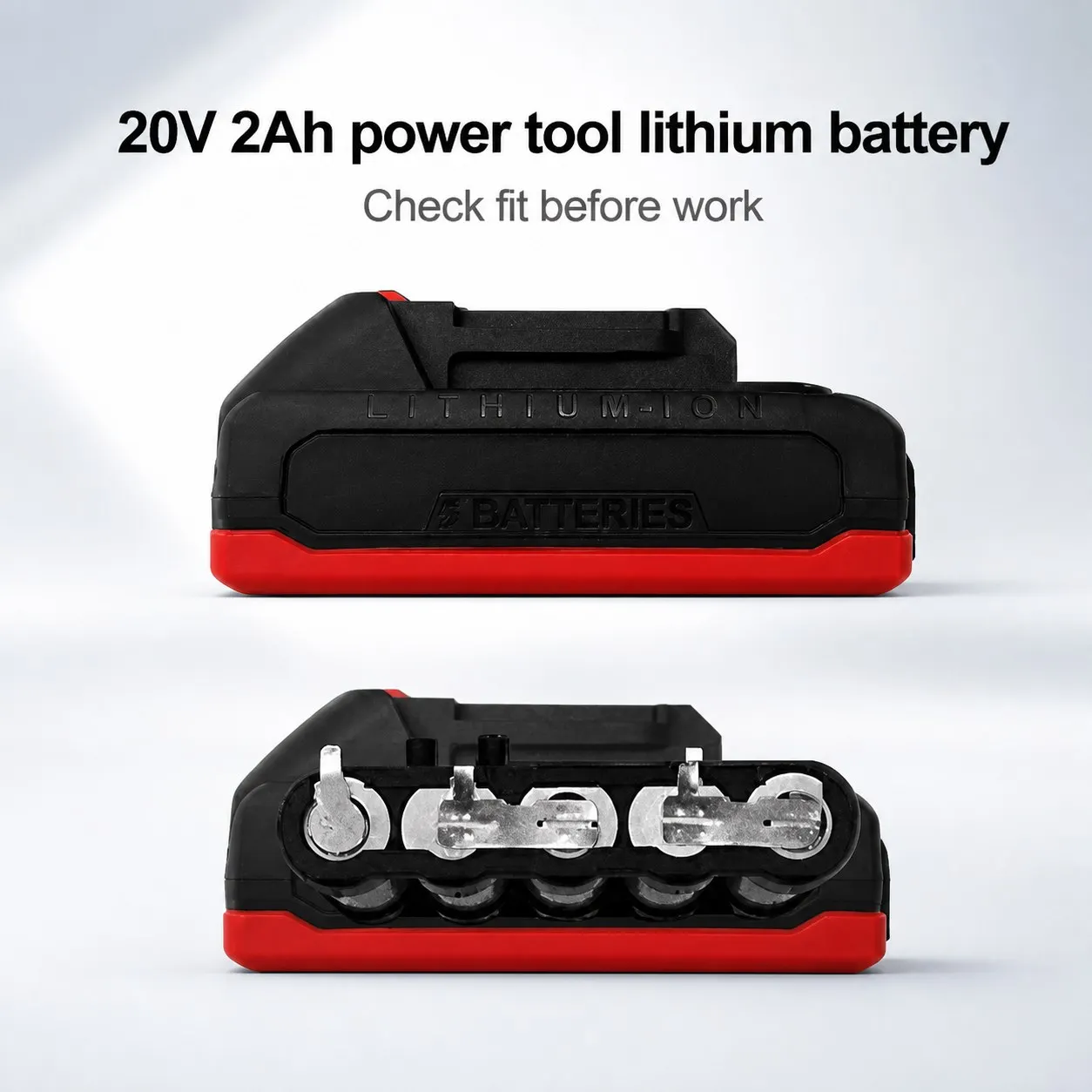 20V 2Ah Li-Ion Power Tool Battery Pack Replacement for Cordless Drill Wrench Saw With Slide Base Fit Check Workshop Repair