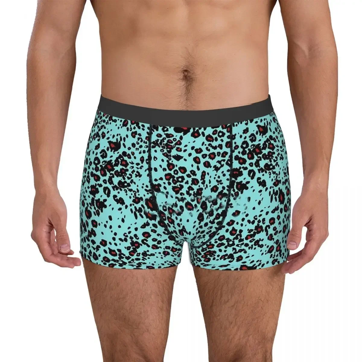 Roar Blue Leopard Design Animal Skin Simulation Underpants Breathbale Panties Men's Underwear Print Shorts Boxer Briefs