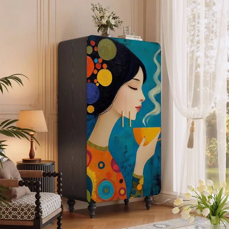 

Railings Wood Wardrobes Adults Vintage Locker Dressing Armoire Wardrobes Clothes Storage Cute Armario De Ropa Furniture For Home