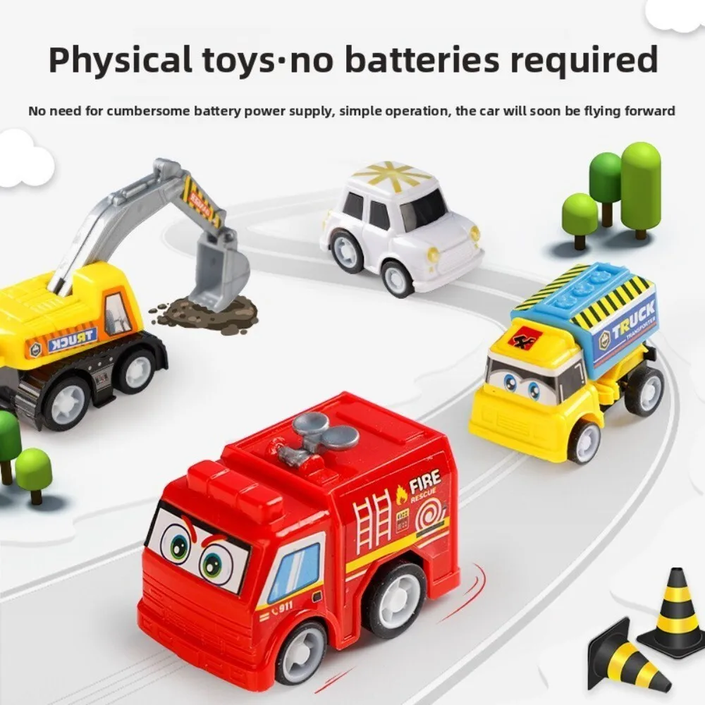 Mini juego de coches extraíbles para niños con camión de bomberos y excavadora vehículos de ingeniería accionados por inercia juguete para niños y bebés 124