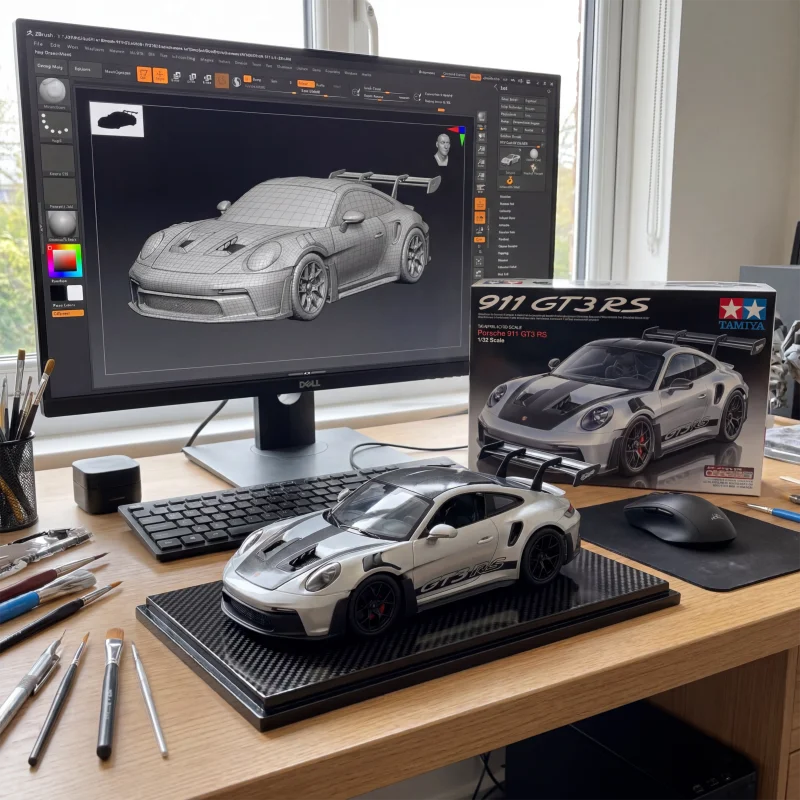 1:32 GT3 RS Sportwagen-Modell Spielzeug mit Musik und Licht, Rückziehfunktion, Öffnende Türen, Modell-Hobby-Ornamente, Geschenke