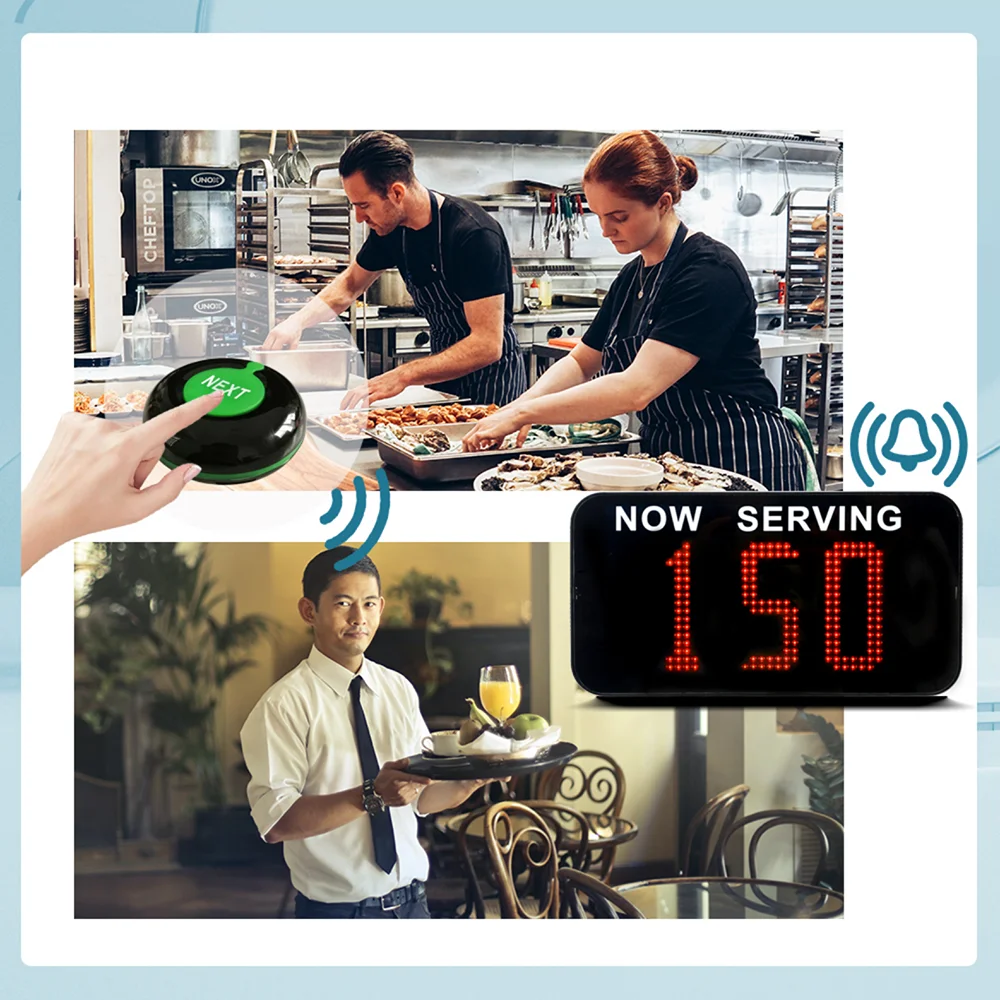 Wireless Calling System Waiting Button Caller Number Broadcast Management Queue System with 3 Digits Display Restaurant