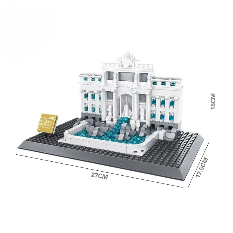 667PCS Trevi น้ําพุโรมัน Fontana Di Trevi Building Blocks World สถาปัตยกรรมอิฐอนุภาคขนาดเล็กประกอบอิฐรุ่น
