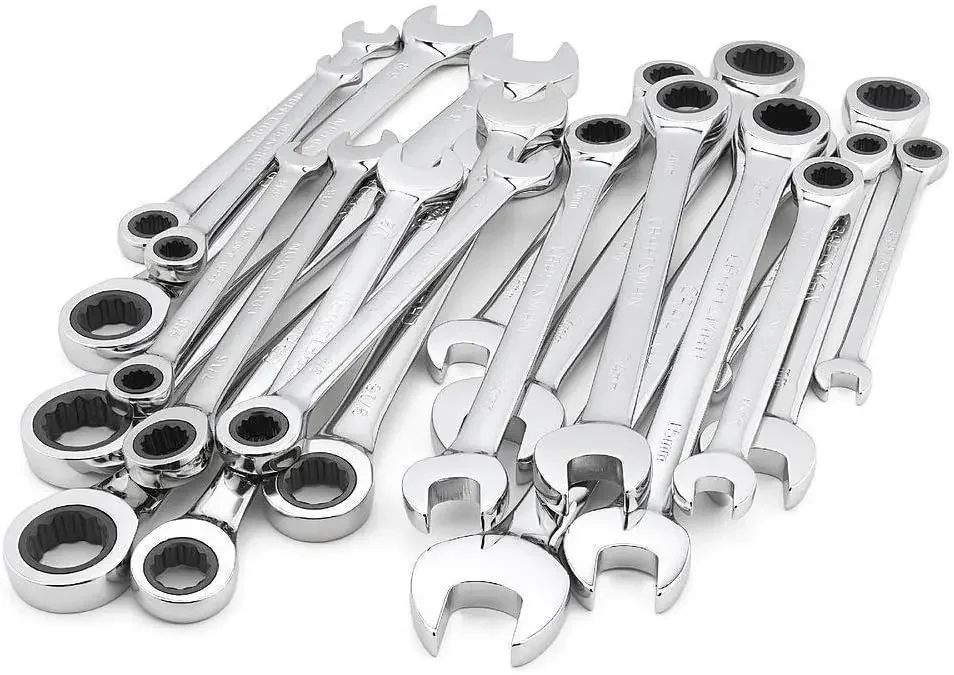 20 pc Combination Ratcheting Wrench Set Metric MM & Standard SAE