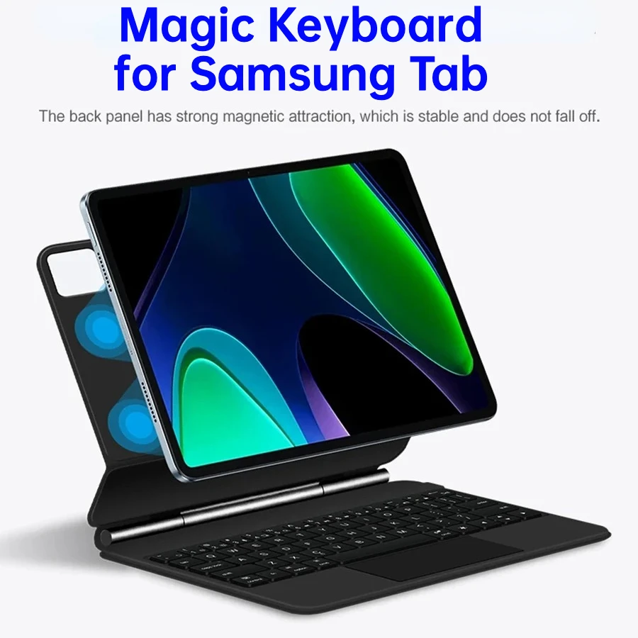 

Folio Magic Magnetic Touchpad Backlight Keyboard Cover For Samsung Galaxy Tab S9 FE 10.9,Keyboard For Samsung Tab S7 S8 S9 11"