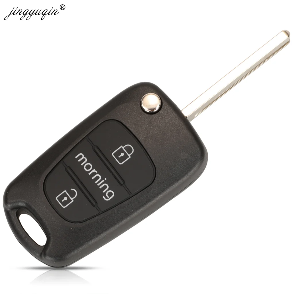 jingyuqin Car Key Shell Replacement For Kia Morning Transponder 3 Buttons Uncut TOY40 HY20R Auto Key Case Fob