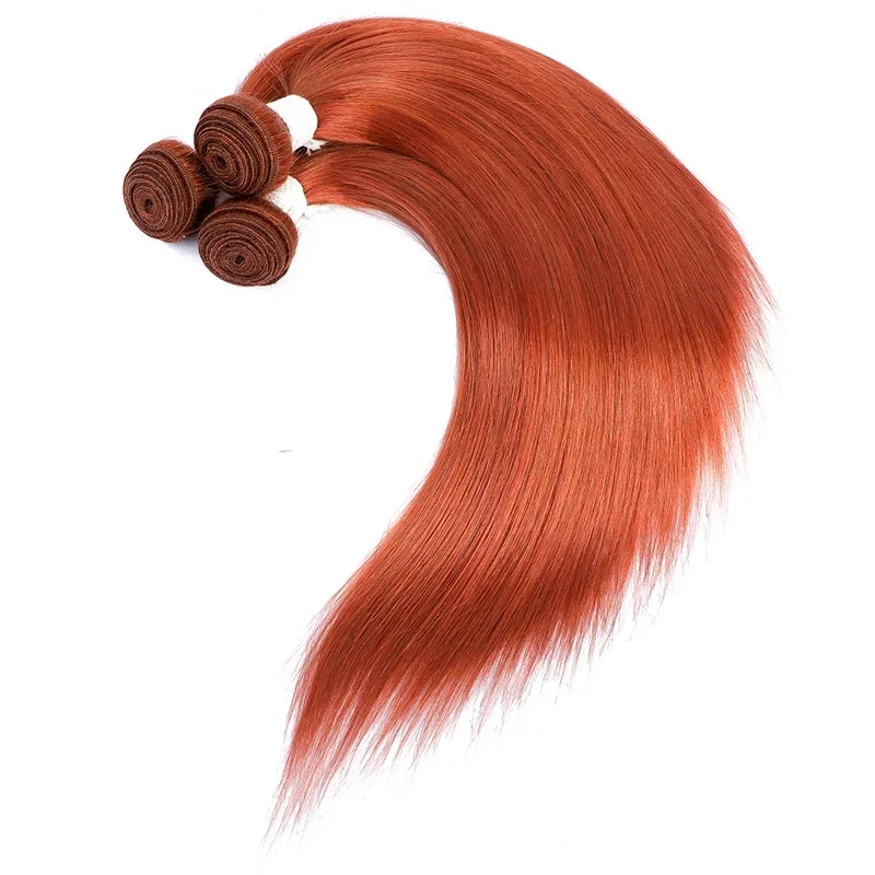 Orange Color 350 Straight Human Hair Bundles Brazilian 100% Human Hair Weave Bundles SOKU Remy Hair Extension 1/3/4 PCS Cheap