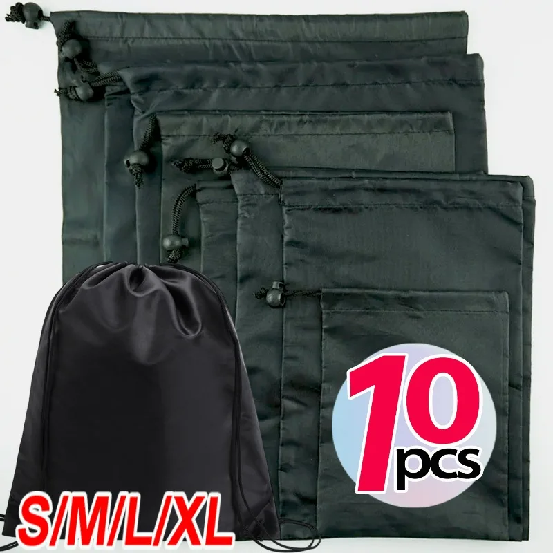 

1/10Pcs Black Oxford Cloth Drawstring Bag Waterproof Storage Pouch for Gym Travel Shoes Underwear Sport Clothes Organizer