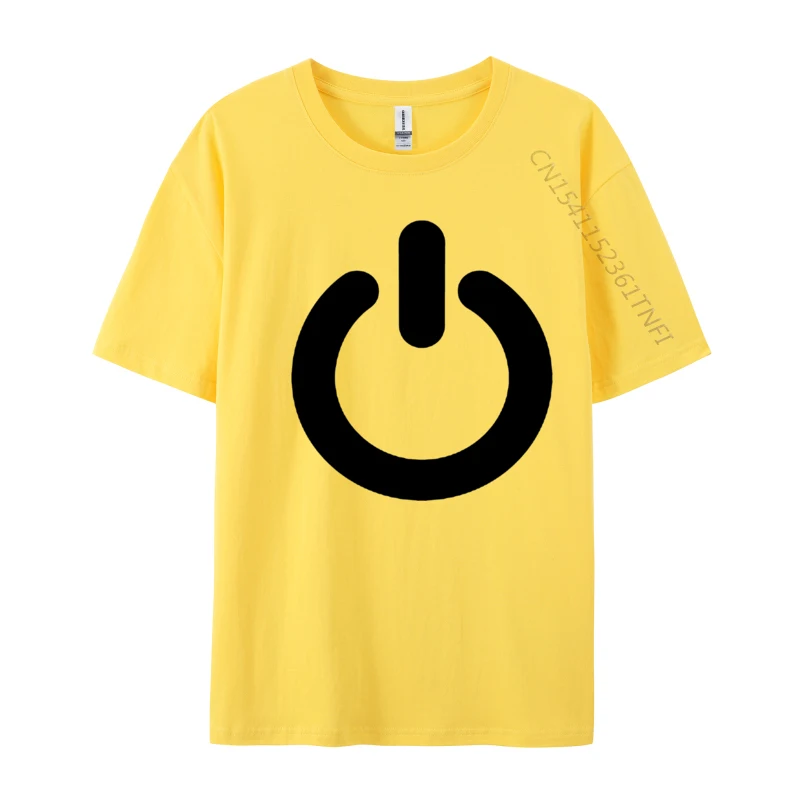 Funny Power Button Black Computer Programmer Geek Tech Normal Combed Cotton Design Tops & Tees Coupons Men T Shirts Print