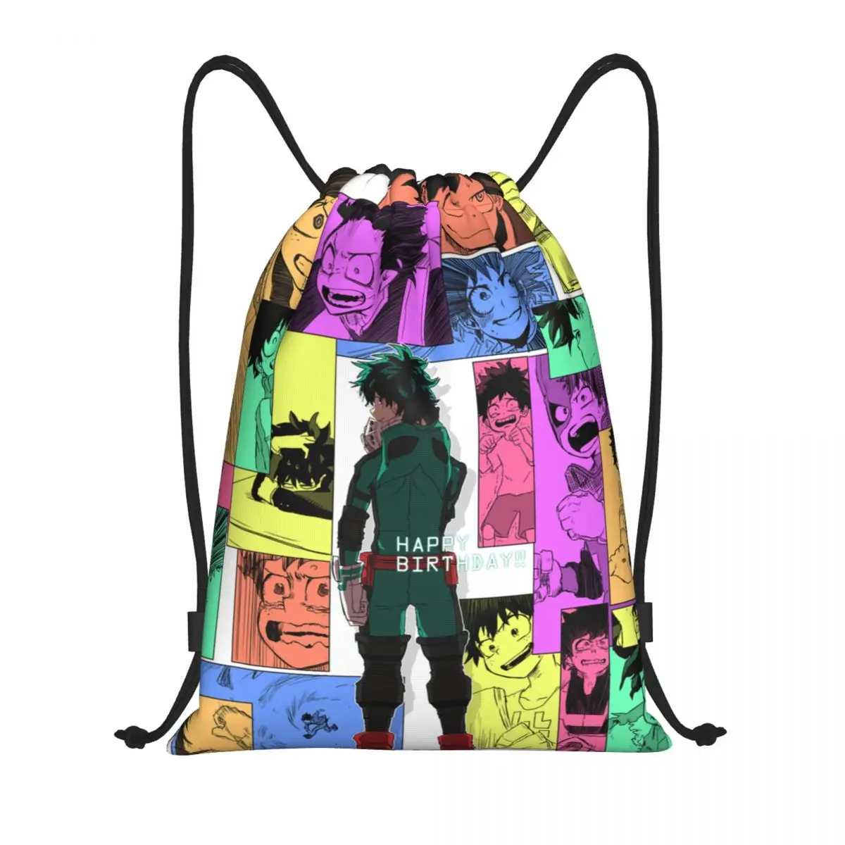 Boku No My Hero Academia Drawstring Bags Soccer Backpack Gym Sackpack Izuku Midoriya Anime String Bag for Exercise