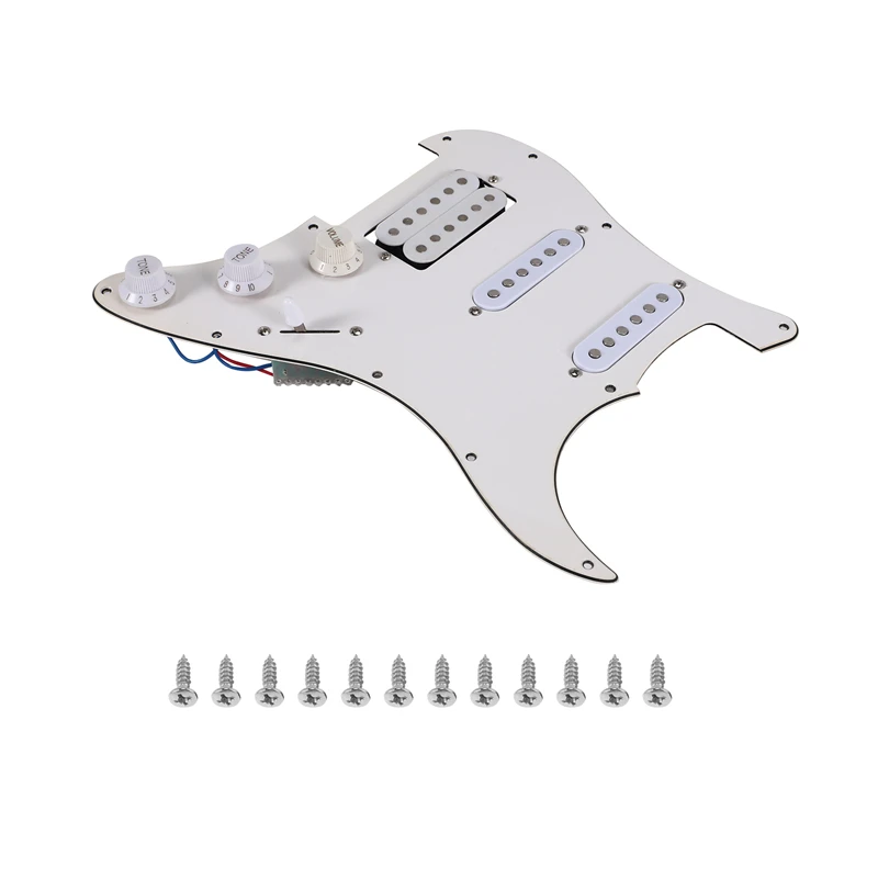 

AA90-Electric Guitar Pickguard Pickups Loaded Prewired Scratchplate Assembly 11 Hole SSH White