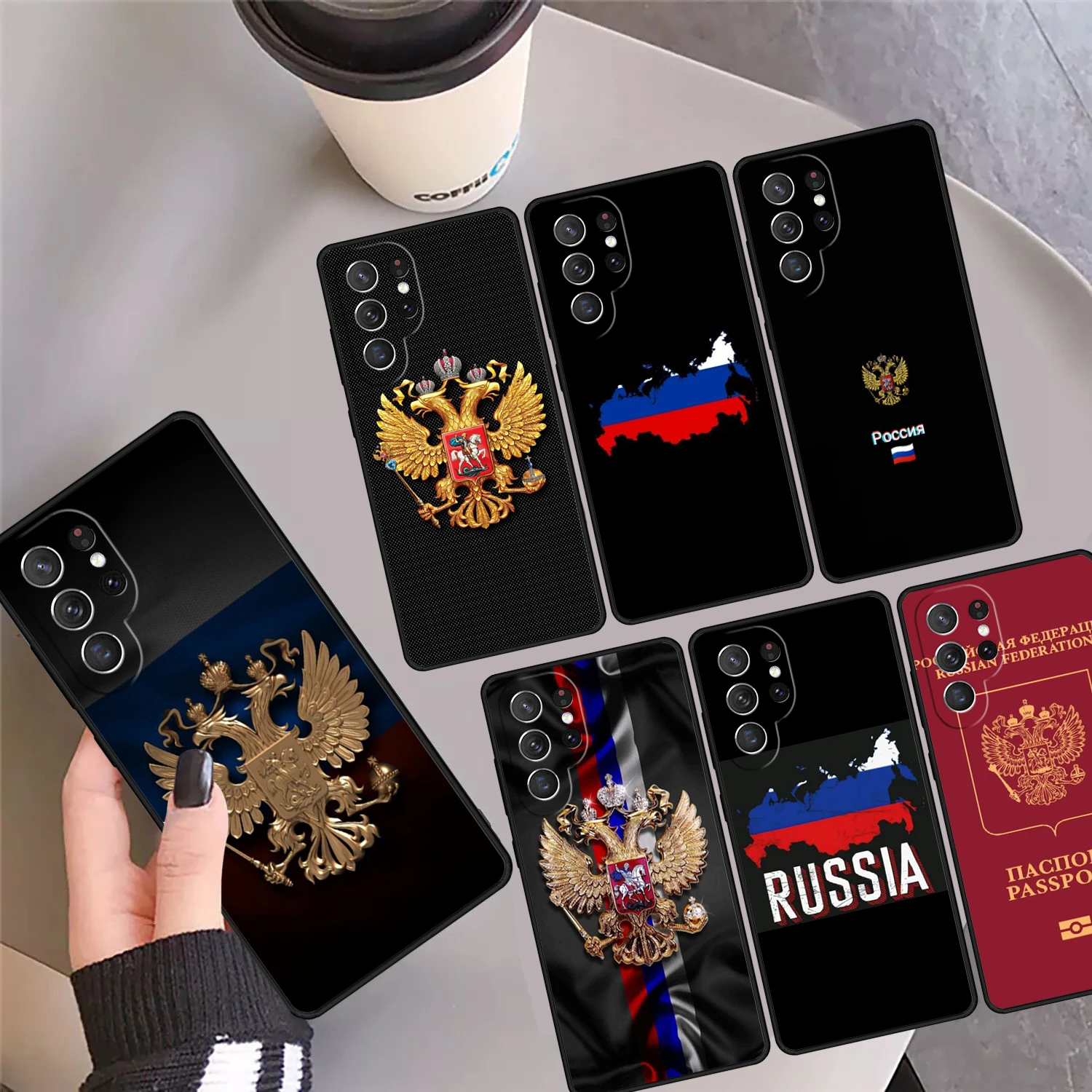 Russian Flag Phone Case Cover Coque For Samsung Galaxy S24 Ultra 23 S22 Plus S21 FE S20 S8 S9 S10 Note 10 Pro Note 20