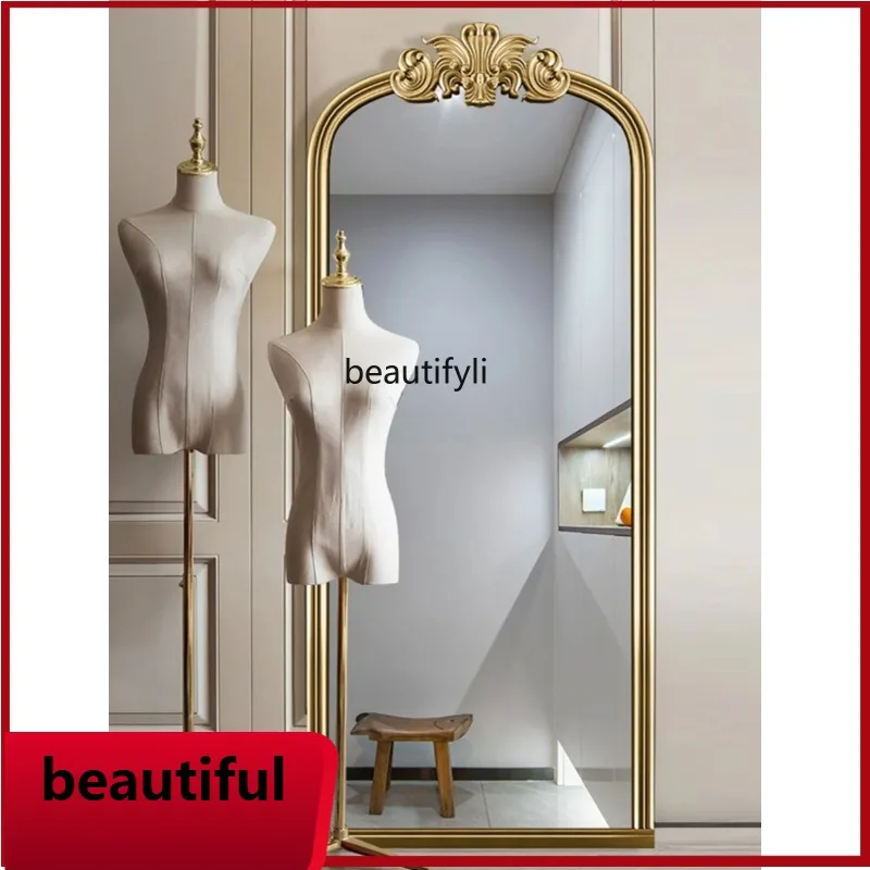 

f185 European and American Dressing Classical Full-Length Wooden Frame Carved Vintage Floor Large Size Household Full-Length Mi