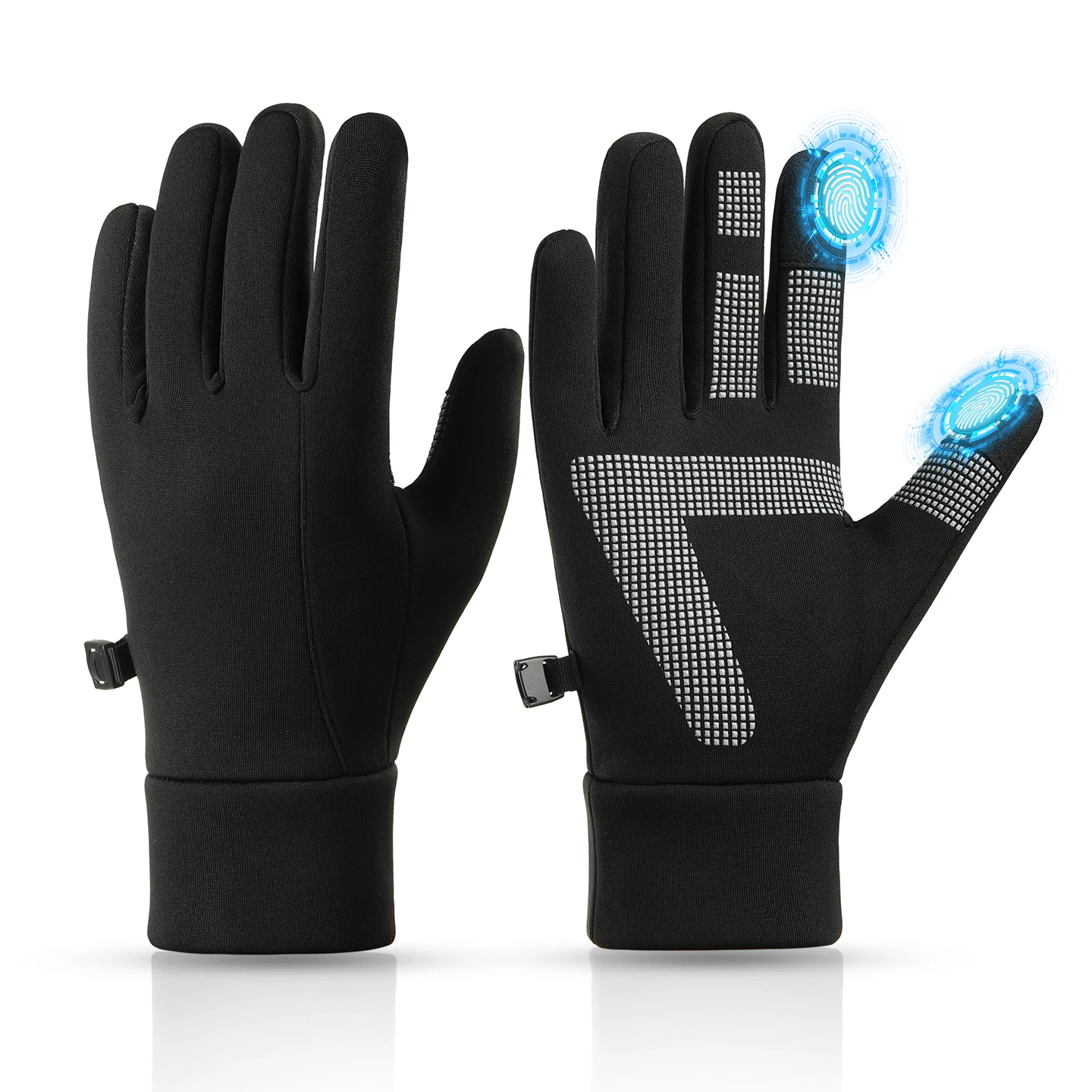 Men Women Winter Touchscreen Gloves TPU Water Resistant Fleece Lined Full Finger Anti-slip Buckle Warm Gloves for Cycling Skiing