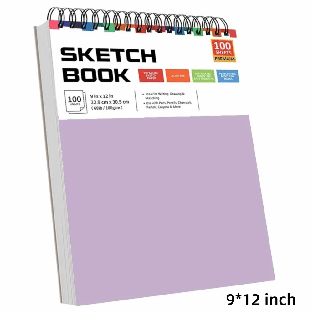 New Top Spiral Binding A4 Sketchbook 100gsm Hardcover Sketch Pad Blank Paper 100 Sheets Drawing Pad