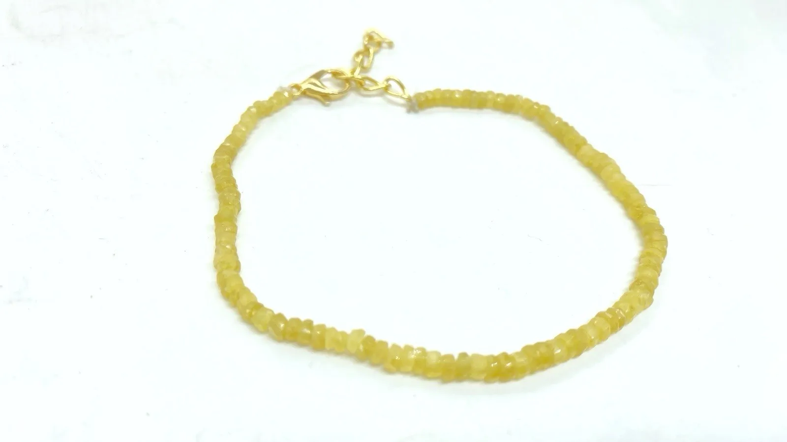 

Natural Yellow Sapphire Bracelet 7 Inch 4-2mm Faceted Beads Handmade Gemstone