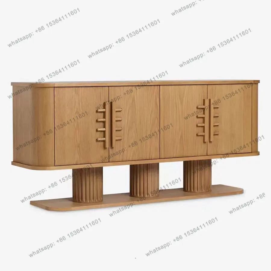 High-end medieval style dining side cabinet against the wall Solid wood storage cabinet
