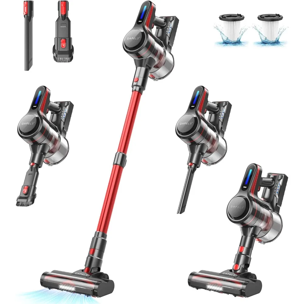 

Cordless Stick Vacuum Cleaner with 26Kpa Suction, 45Min Runtime, Anti-Tangle, 1.5L Dust Cup - For Hardwood, Carpet, Pet Hair