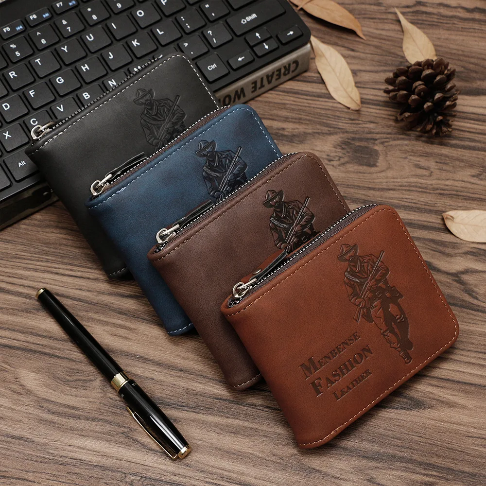 New embossed hunter wallet multi-card men's  short peri-chain Fortune wallet  Card Packs Send a boyfriend diy faux leather